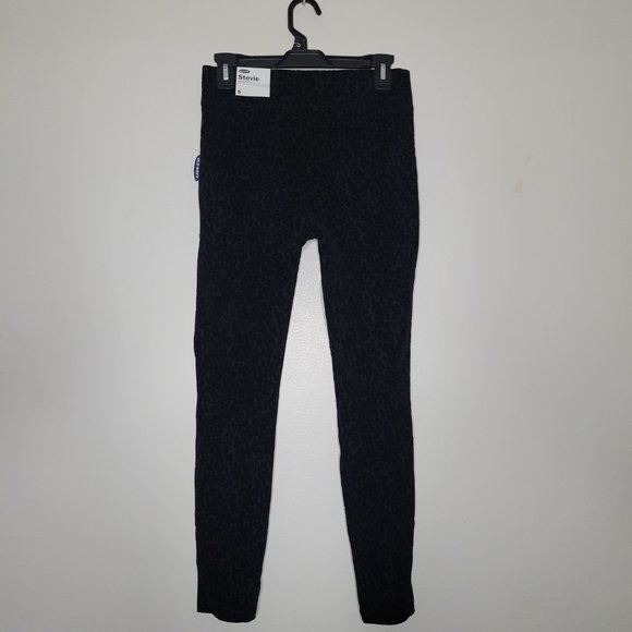 Old Navy Stevie Pull On Pants Women's Small Black Velvet Animal Print High Rise - Picture 2 of 10